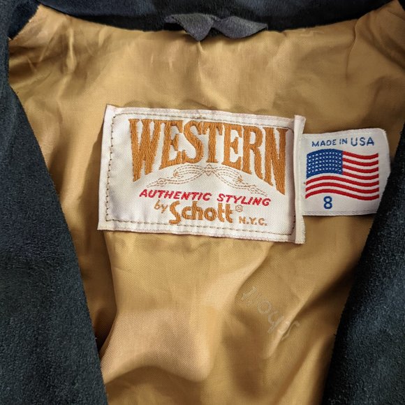 Vintage Schott Western Authentic Styling Fringe Suede Jacket in Emerald Green - Picture 11 of 15